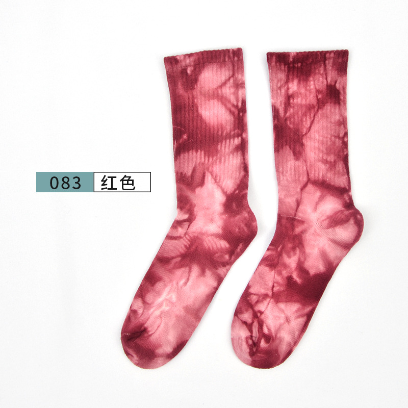 ECAO 10 Pairs Tie-dyed Terry Socks Men Women Crew Socks Tide Tall Street Ins Outdoor High-top Basketball Socks